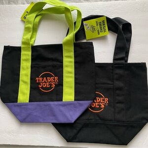 Trader Joe's Limited Edition Mini Tote Bag Bundle of Two, Black and Multicolor